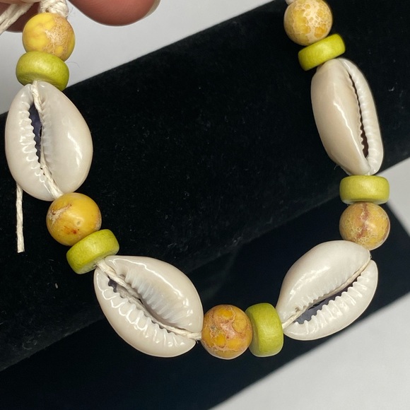 Unisex Tie on Impression Jasper Hemp Bracelet or Anklet with Wood Bead Detail - Picture 10 of 10